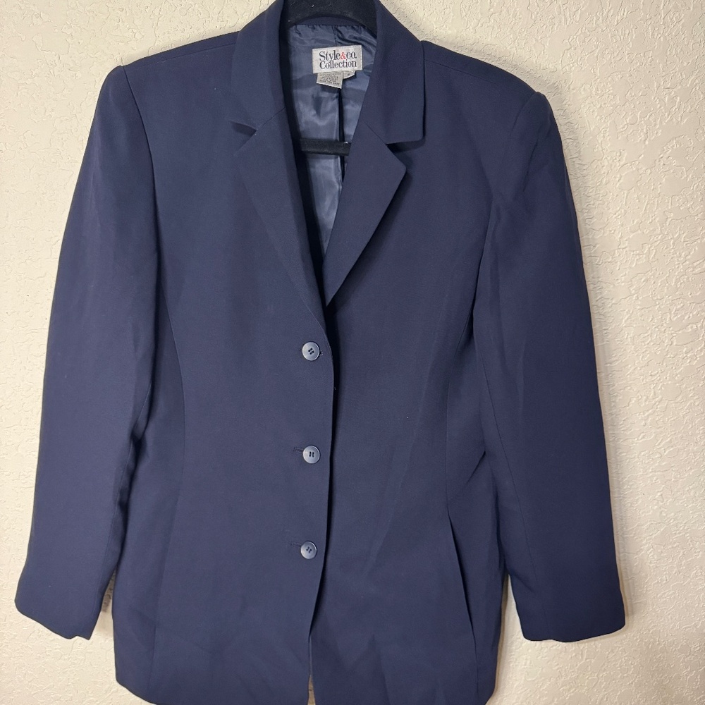 Style and Co Blazer Jacket Size 8 Navy